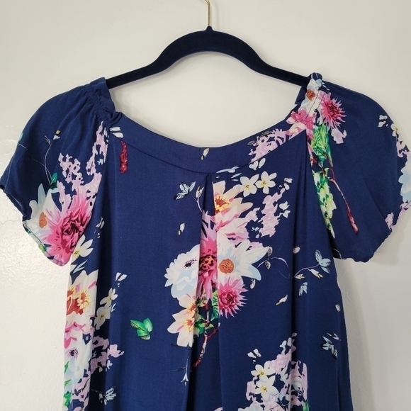 Davi & Dani Blue Floral Mini Dress Size Small - Picture 4 of 8